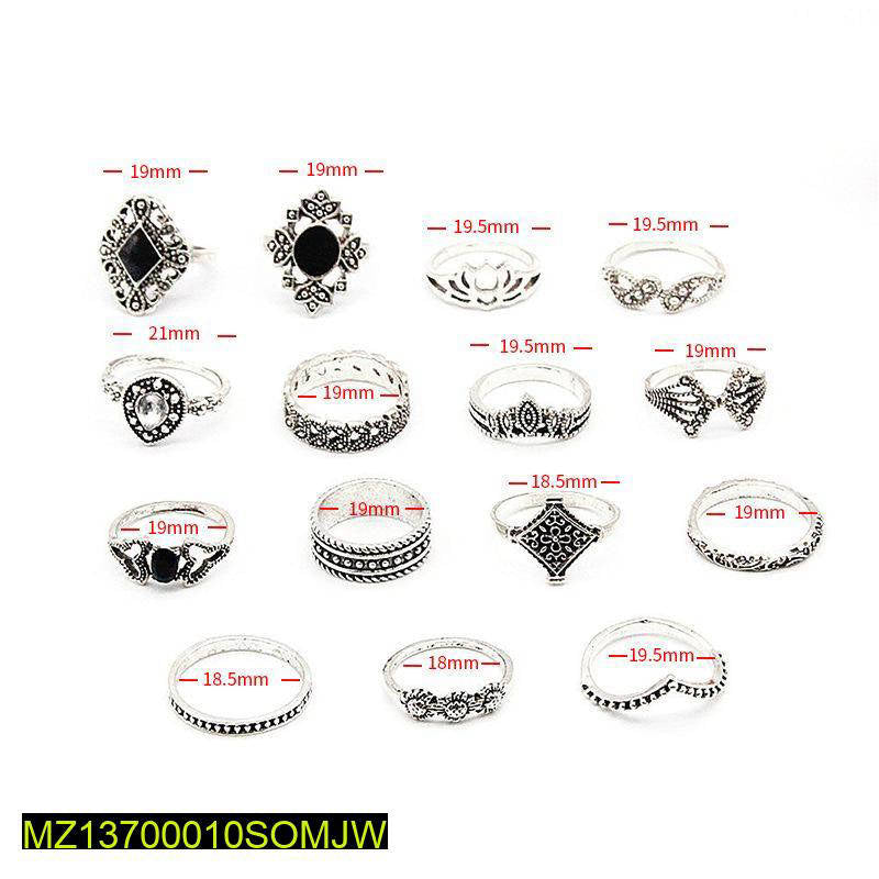 15 Pcs Anniversary Rings Set for Girls Imported High Quality